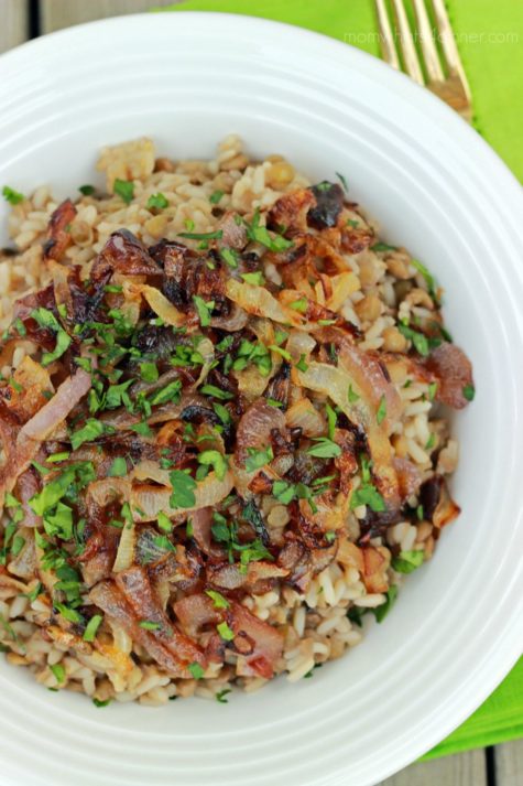 Lentils and Rice with Caramalized Onions