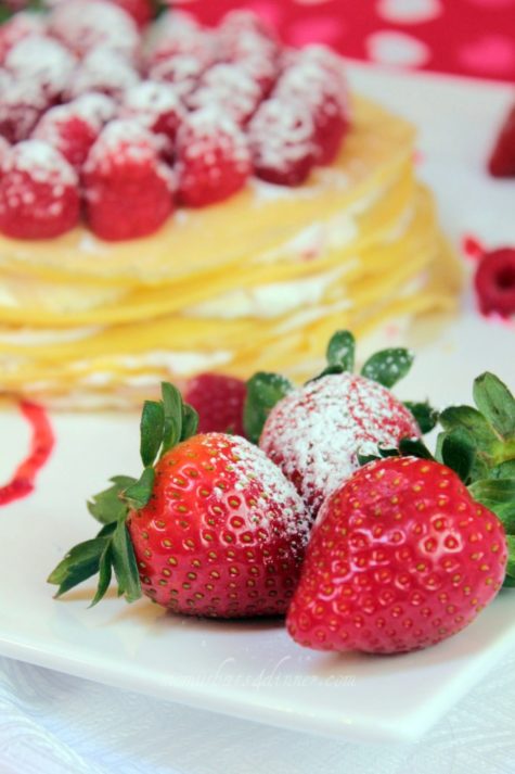 Organic Strawberries-Berry Crepe Cake