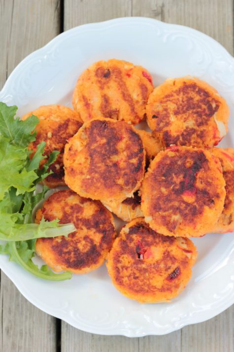 Potato Patties with Chicken and Roasted Red Pepper