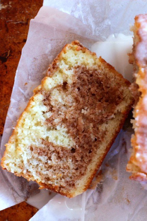 Slice of Cinnamon Swirl Loaf Cake